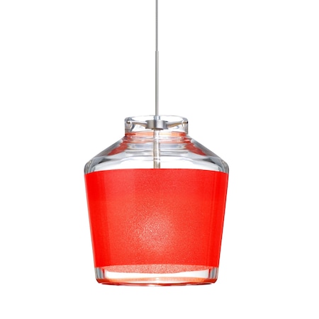 Besa Lighting Pica 6 Cord Pendant, Red Sand, Satin Nickel Finish, 1x50W Halogen 1XT-PIC6RD-SN
